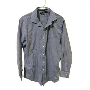 Lauren Ralph Lauren Size 16.5,‎ 34/35 Blue Plaid Slim Fit Stretch Non Iron